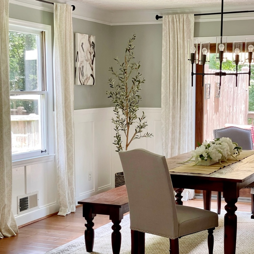 FOUR  Curtain panels, cream/beige with back tabs. Beautiful!